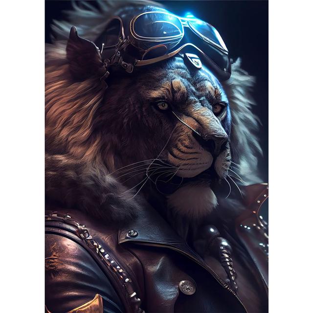 

Животные-львы в мехах и солнцезащитных очках, настенные плакаты в гостиной, напечатанный холст, популярные художественные украшения 21cm×30cm NoFrame