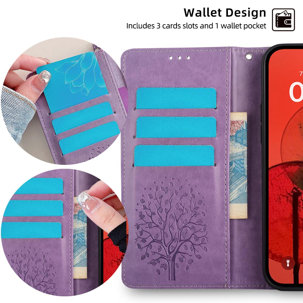 For Realme GT5 Pro 5G Case Deer Tree Imprinted PU Leather Flip Wallet Phone Cover
