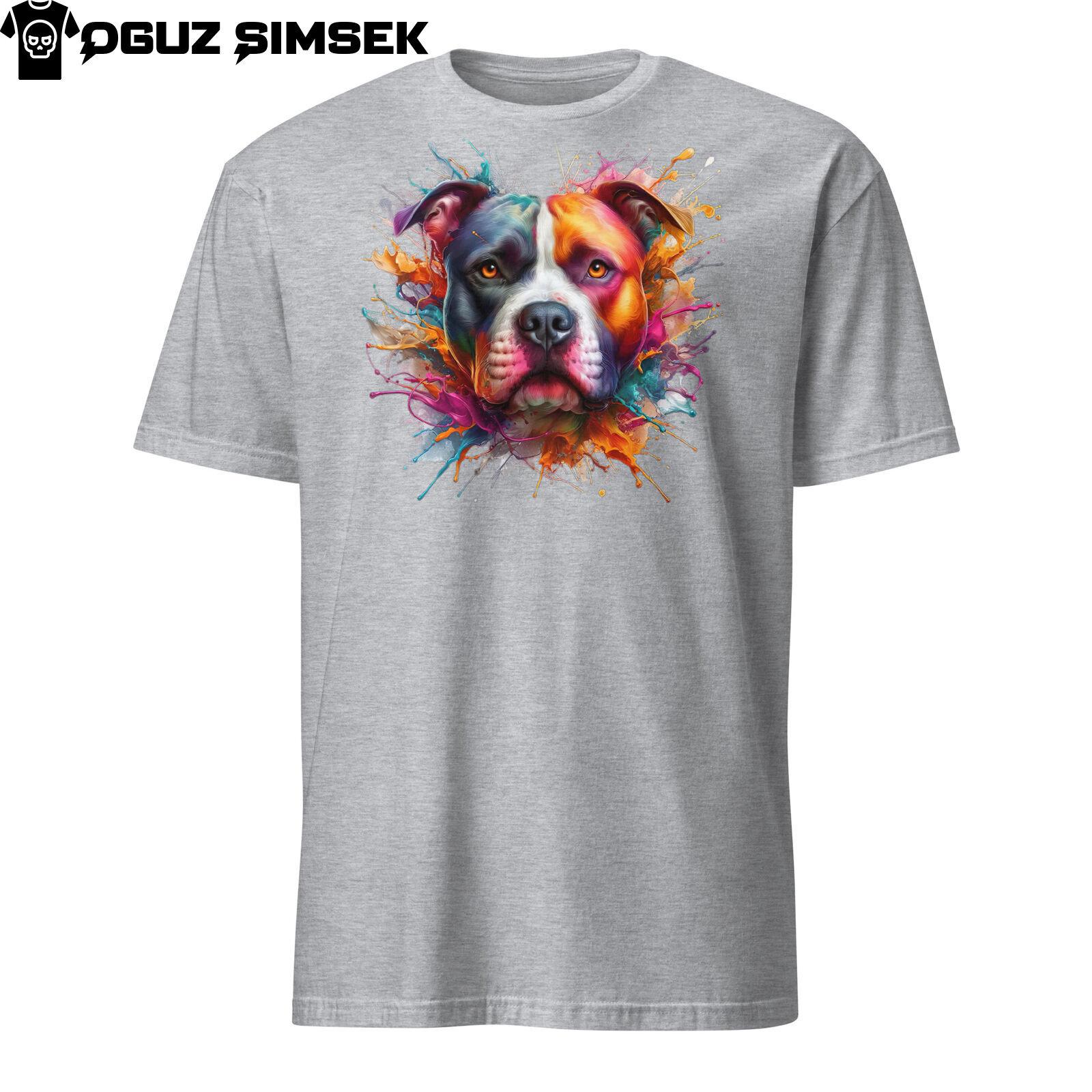 Colorful Pit Bull Terrier Unisex T-Shirt Mens Womens Tees Top | Vibrant Dog Graphic Short Sleeve Tee XL