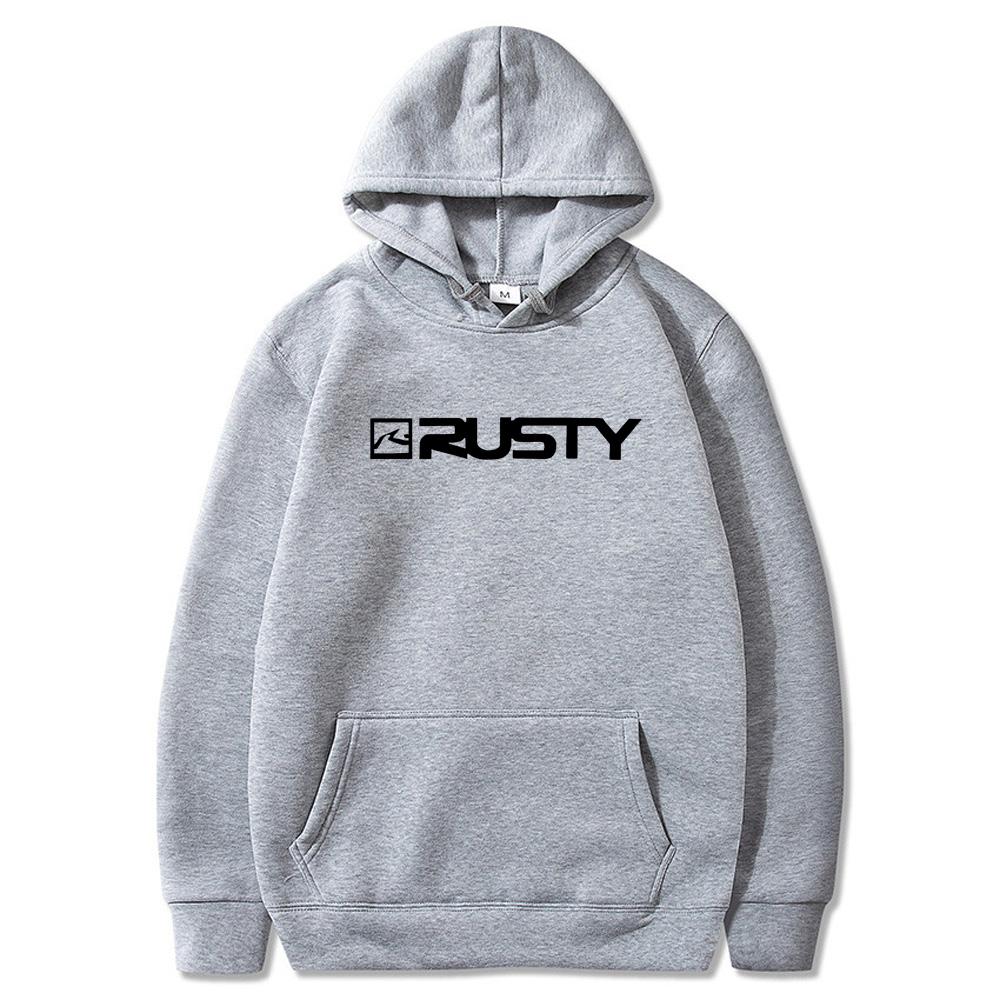 Men's sweatshirt with RUSTY logo kangaroo pocket casual flat design comfortable men's hoodie