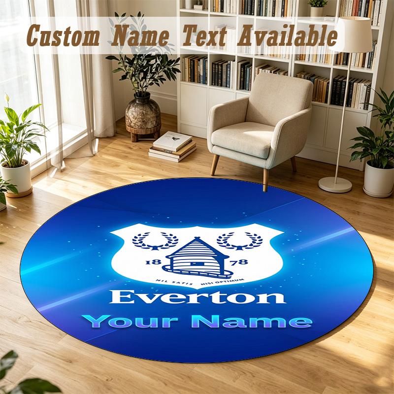 Round Rug Custom NameEverton FC Pattern Non Slip Carpet Home Floor Decor