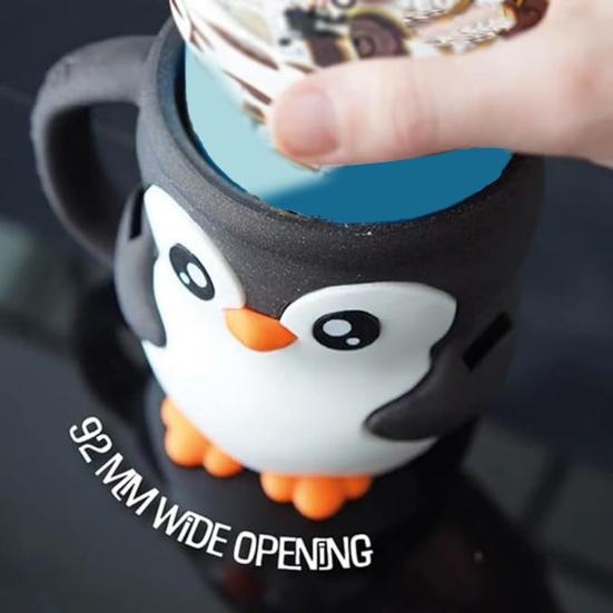1 Set Penguin Ice Cream Pint Cup Holder with Hidden Snack Drawer Spoon Holder Reusable Ice Cream Container Holder Kitchen Gadgets