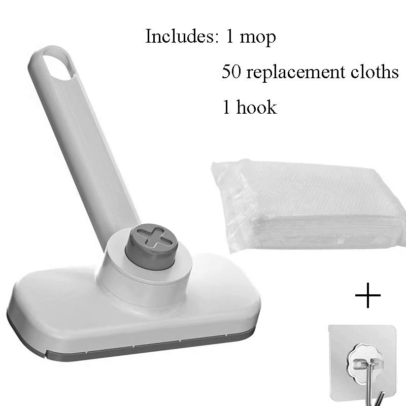 360°Rotating Mini Mop Portable Handheld Wall-mounted with Disposable Face Towel Cleaner for Home Kitchen Bathroom Cleaning Tools