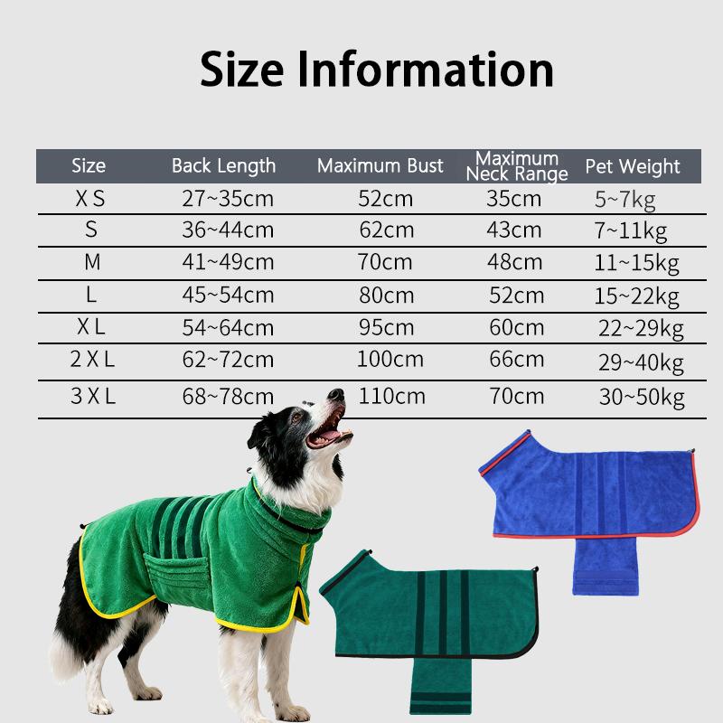 Dog Quick Drying Pet Absorbent Bathrobe Towel Ultra-fine Fiber Absorbent Clothes Dog Bath Towel Large Dogs Clean Pet Supplies