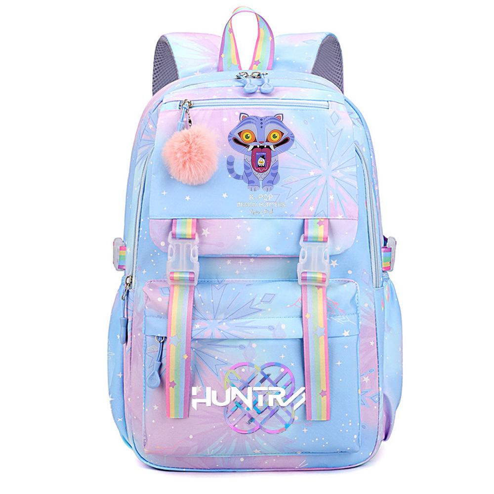 Niedlicher K-Pop Dämonenjäger Aufdruck Große Kapazität Wasserdichter Rucksack Teenger Schüler Mädchen Junge Schultasche Buchtasche Damen Große Kapazität Reisetasche