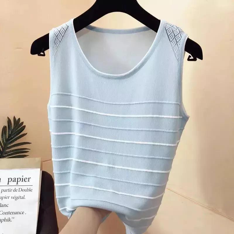 

WTEMPO Женские майки без рукавов весна-лето, однотонные, повседневные, универсальные, с круглым вырезом, без рукавов, жилеты большого размера XXL синий