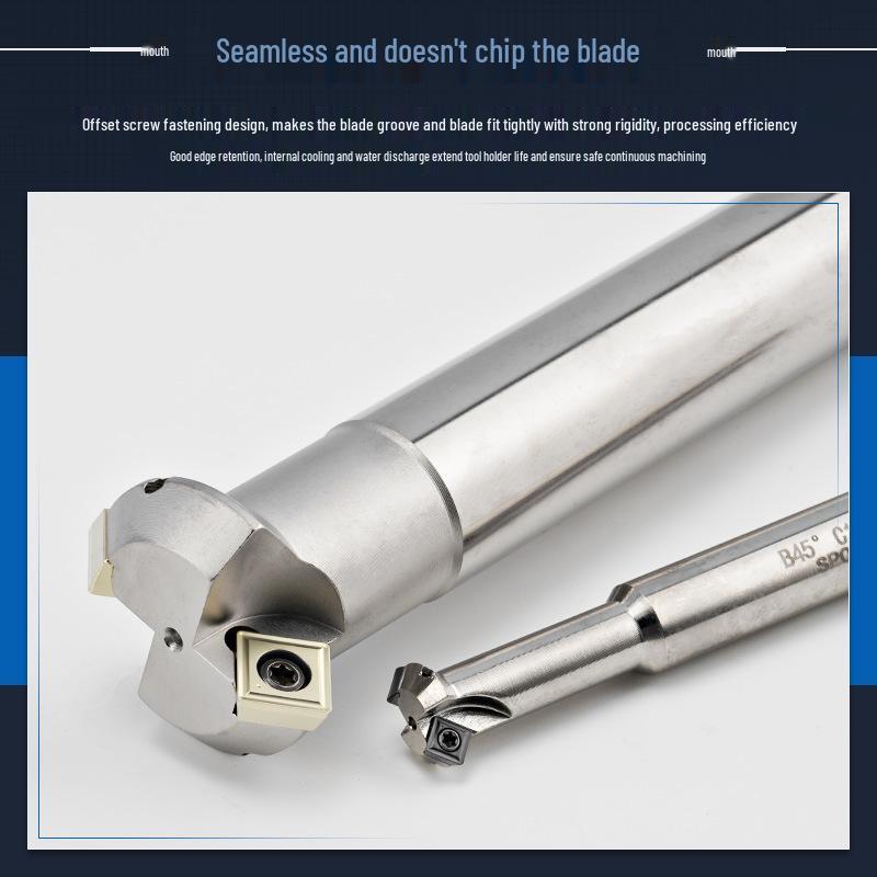 45° CNC Insertable Inner/Outer Chamfer Tool with Up/Down Back-Reaming Holder