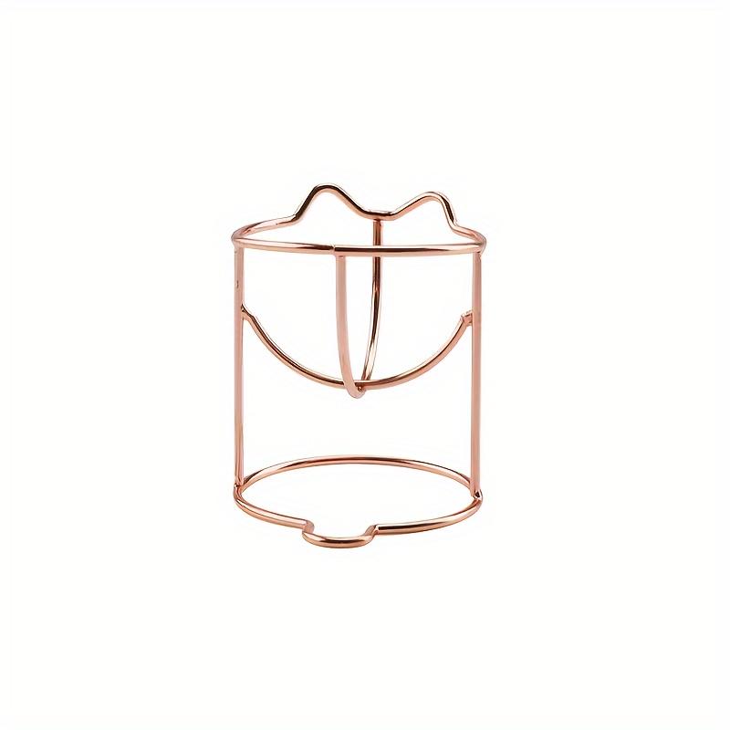 

1pc Metal Makeup Sponge Holder with Cat Ear Design Vanity Bathroom Organizer Storage Rack for Cosmetic Puff Accessories рожевий колір золота