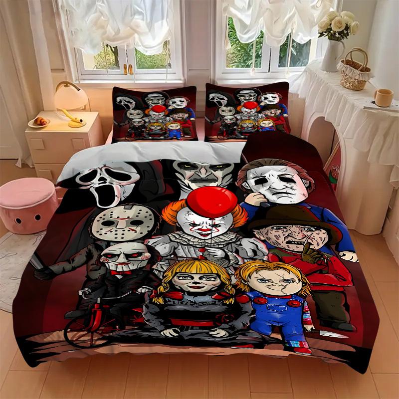 3pcs Horror Movie Characters Bedding Set. Soft and Comfortable with No Core Included (1x Duvet Cover + 2x Pillow Covers) yy251031091