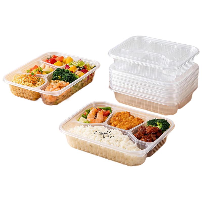 Chu Xian De Disposable 4-Compartment Transparent Meal Boxes with Lids