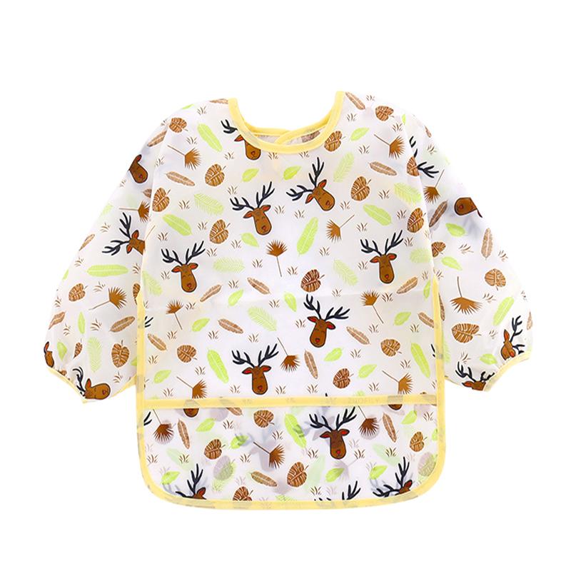 Cute Baby Bibs Toddler Baberos Bavoir Waterproof Long Sleeve Apron Cartoon Animals Children Feeding Smock Bib Baby Stuff 0-3Y