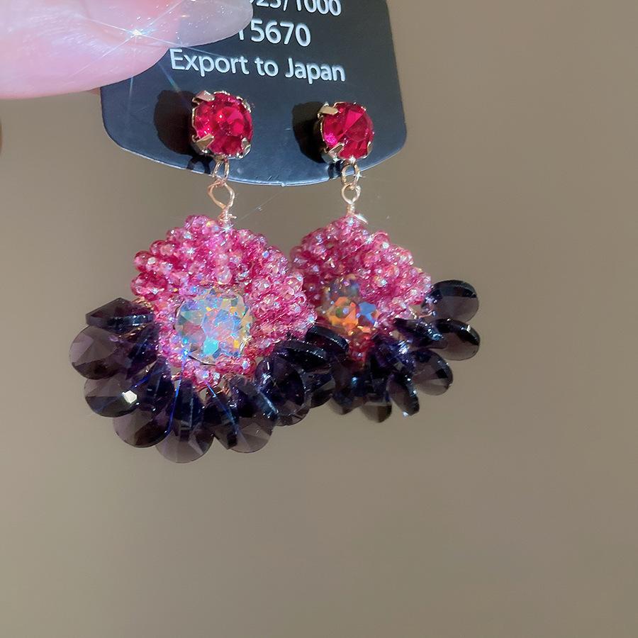 Europäischer und amerikanischer ethnischer Stil, mit Diamanten besetzte Wassertropfen-Quasten-Ohrringe, Steckerohrringe, Damenohrringe, Design-Sinn Nische