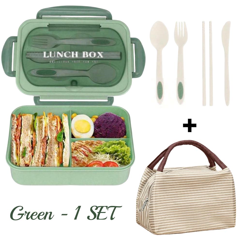 40.58oz Lunch Box with Utensils & Insulated Bag 3 Compartments Leak-Proof Bento Lunch Box for Students Workers Healthy Meal Prep
