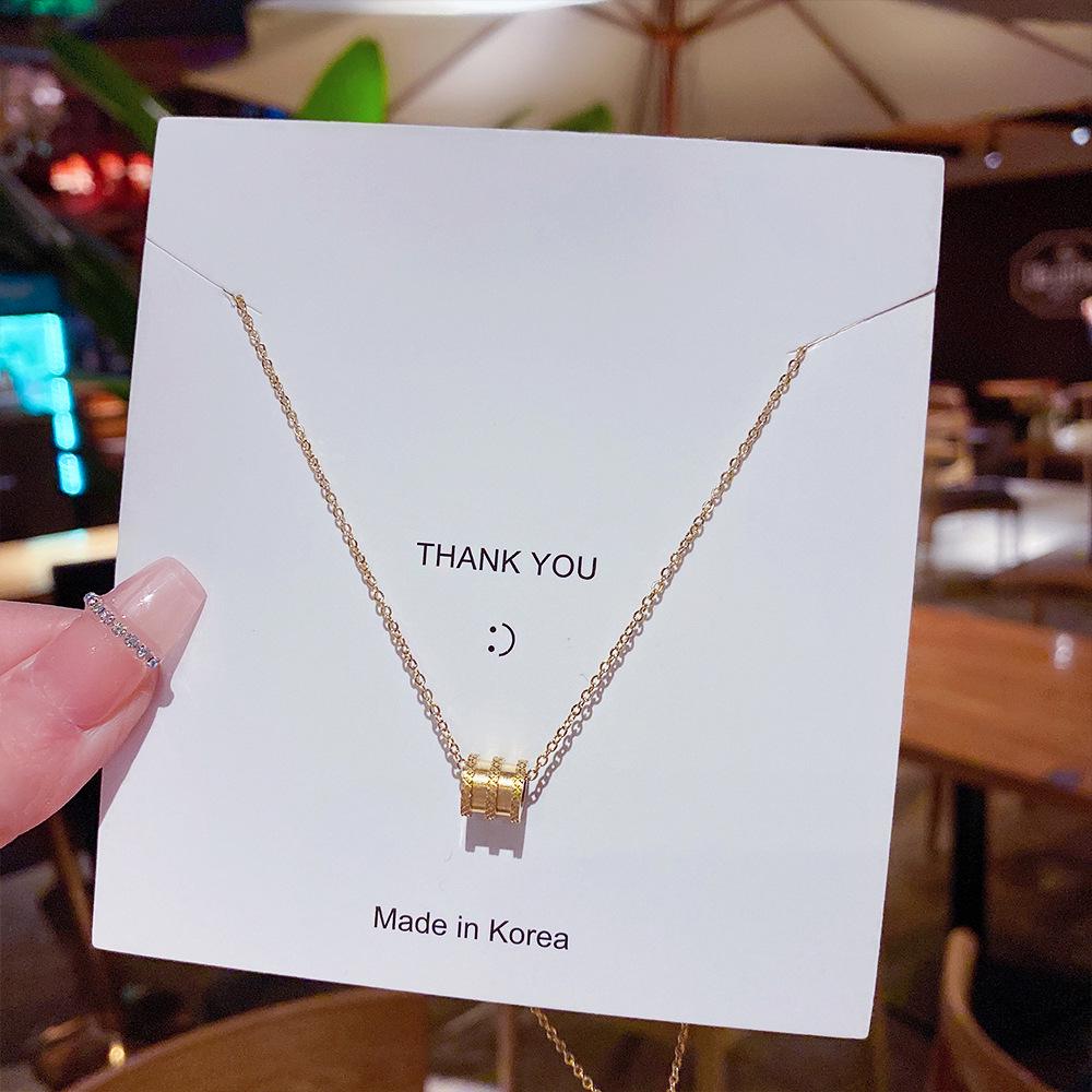 Minimalist Clavicle Necklace: Japanese & Korean Style, Luxurious Real Gold-Plated Titanium Steel Pendant for Women