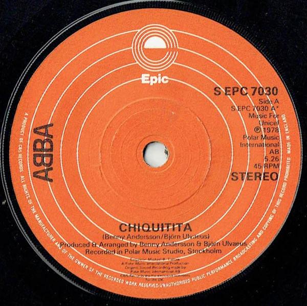 7-дюймовая пластинка ABBA Chiquitita SEPC7030 Epic 1979 UK Поп Б/у