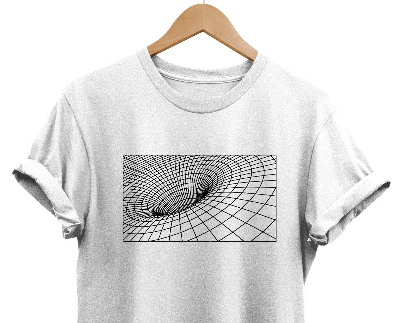 Abstract Black Hole Graphic Tee - Minimalist Vortex Shirt 4XL