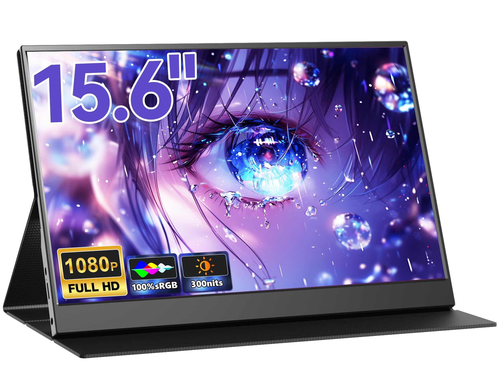 

Mobile Monitor Inch Portable Monitor Mobile Display IPS LCD Panel Screen Lightweight with Protective Cover Mini HDMI Compatible with Work from Home чорний