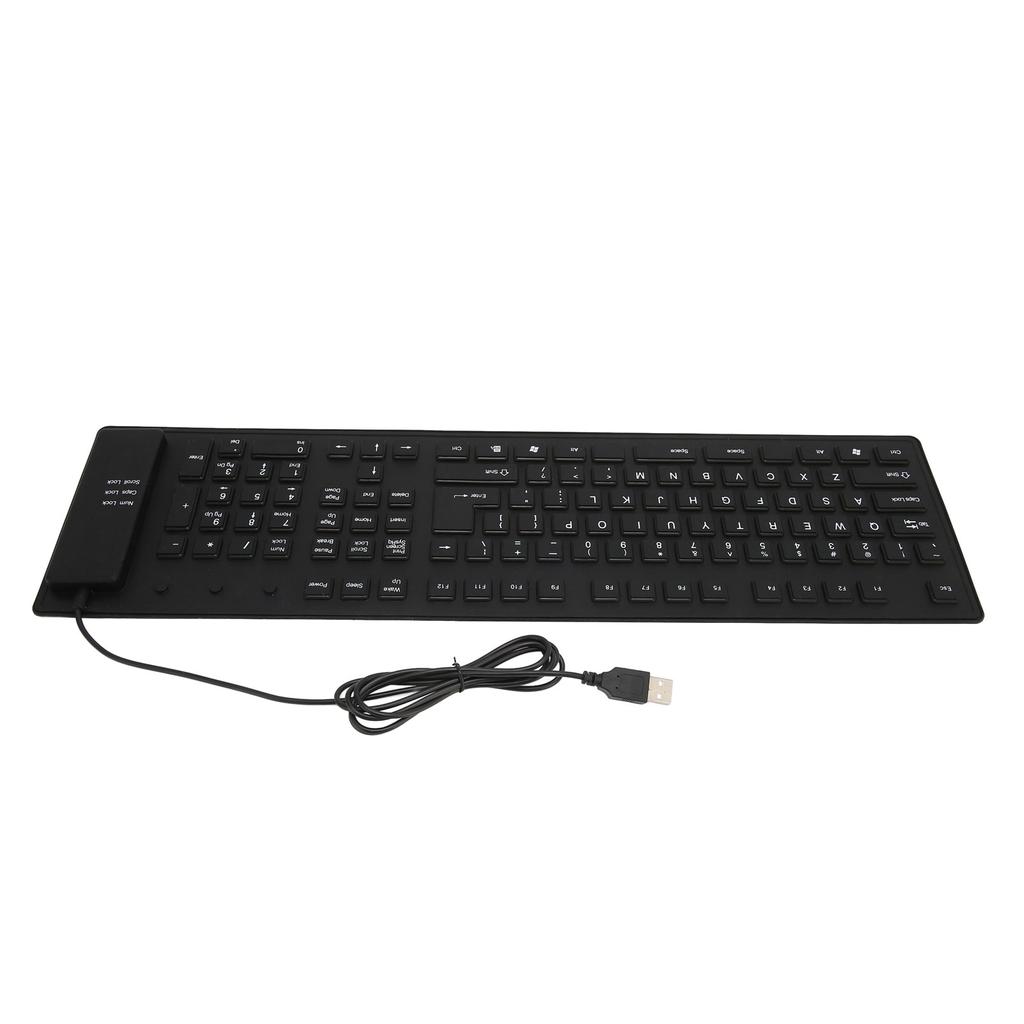 109 Keys Foldable Silicone Keyboard Quiet Waterproof Dustproof USB Wired Flexible Keyboard for Desktop Laptop Home