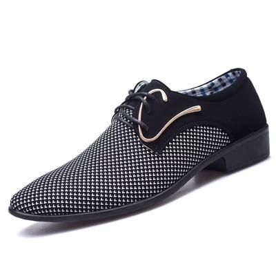 Fashionable Simple Men's Shoes Men's Business Formal Pointed Toe Plaid Black Shoes Luxury Formal Wedding Shoes New Work