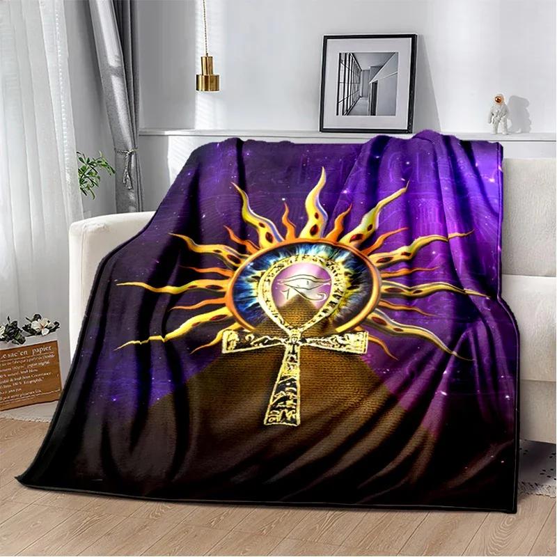 Egypt Blanket Cross Flannel Throw Blanket Soft Cover Lightweight Warm Blankets for Bed Sofa Couch King Queen Size for Teens Man