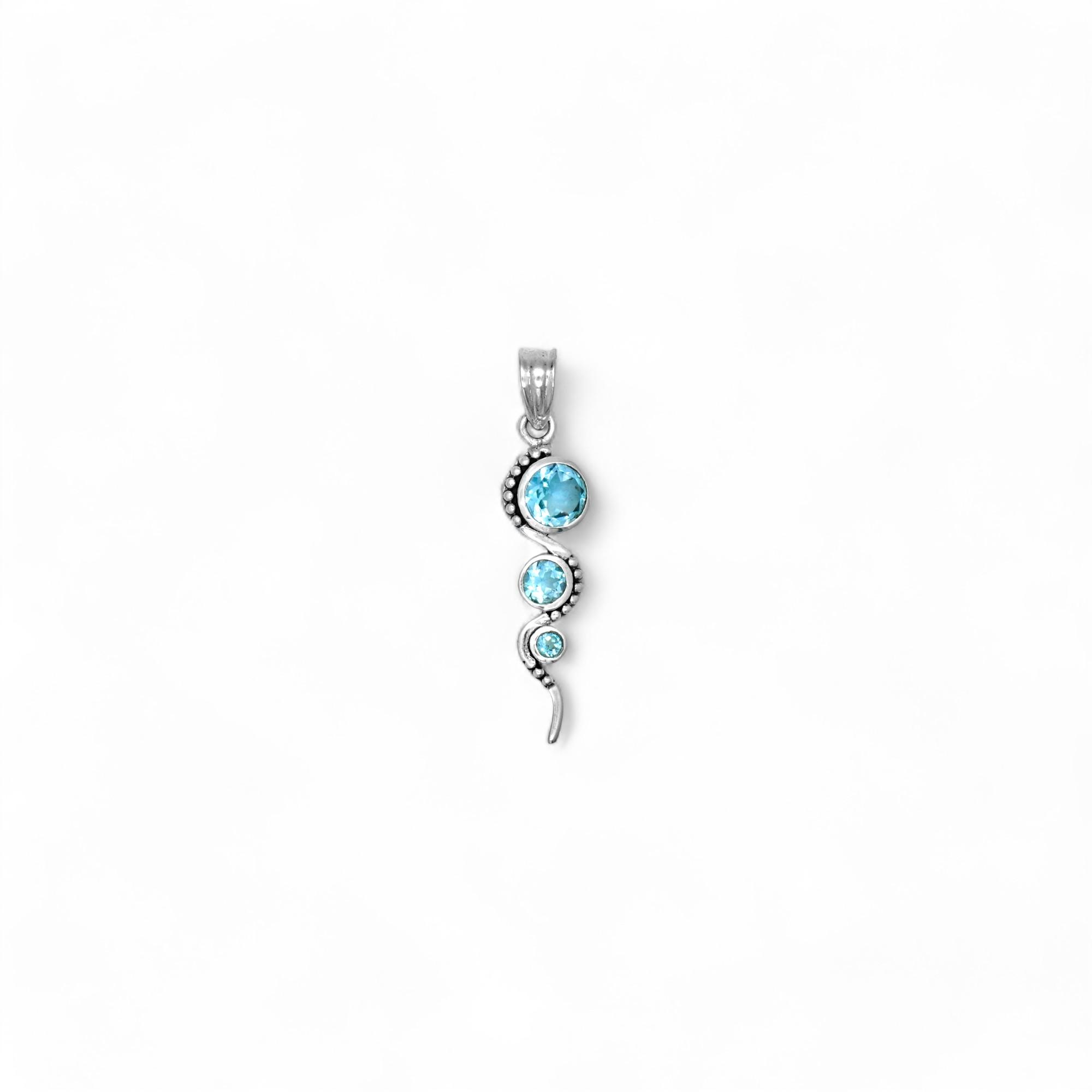 

Natural Blue Topaz Pendant, 925 Sterling silver jewelry, Snake pendant, gift daughter синій