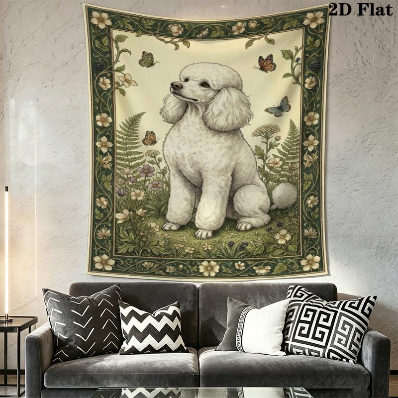 Poodle Wall Tapestry Aesthetic Wall Hanging Printed Fabric Blanket Decorative Tapestries for Bedroom Living Room Home Decor