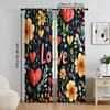 2 Pcs, Versatile Polyester Transparent Curtains for Home Decoration Boho Flowers and Leaves Love Letters for Use In Bedrooms and