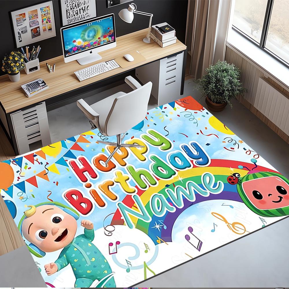 Custom Name CoComelon Printed Carpet,Rug for Office Chair Living Room Bedroom Kitchen Room Decor Gifts.