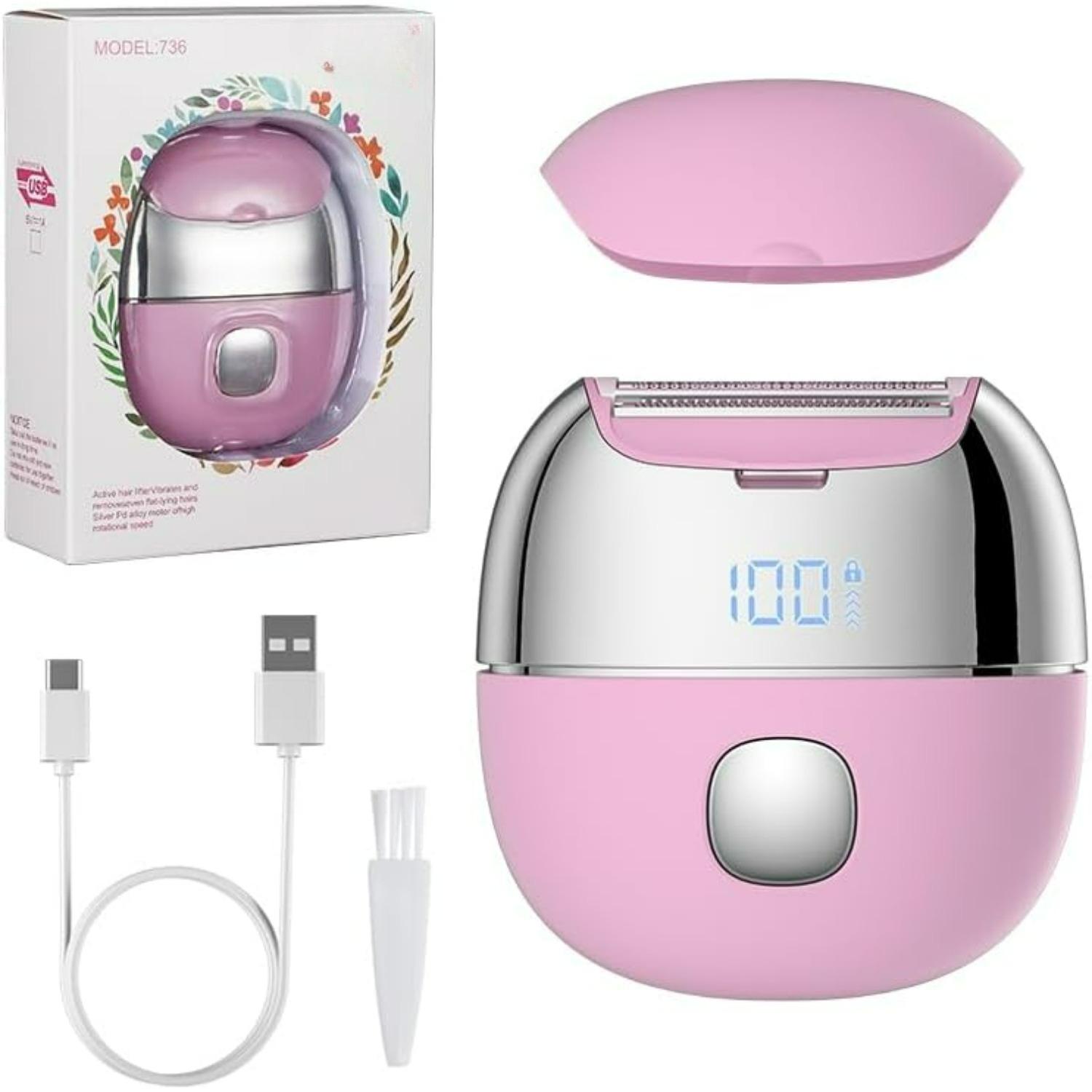 Lady Shavers for Women,Electric Shavers for Women Bikini Trimmer, Portable Painless Facial Hair Remover for Legs Underarms Bikini, USB Rechargeable розовый