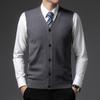 Men's Wool V-Neck Vest: Autumn/Winter Middle-Aged Casual Knitted Thick Cardigan