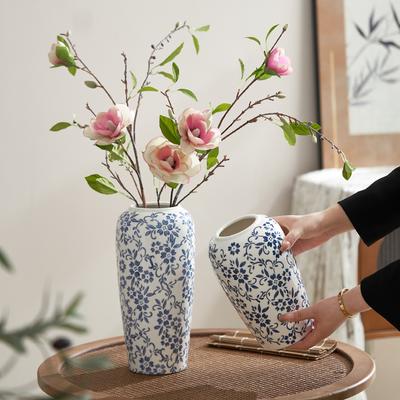Blue White Porcelain Vase Ceramic Floral Vase for Home Decor Vintage Oriental Table Centerpiece Flower Arrangement Vases Gift
