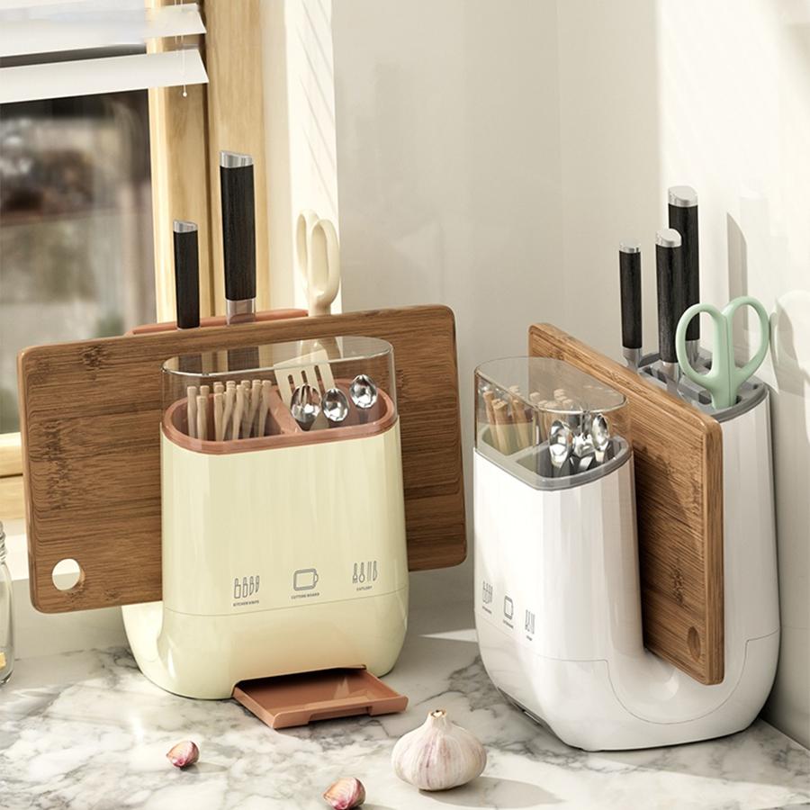 Knife Holder Multi-Function Utensil Stand Knife Block Spoon Fork Kitchen Organizer Flatware Drainer Cuttingboard Storage Holder