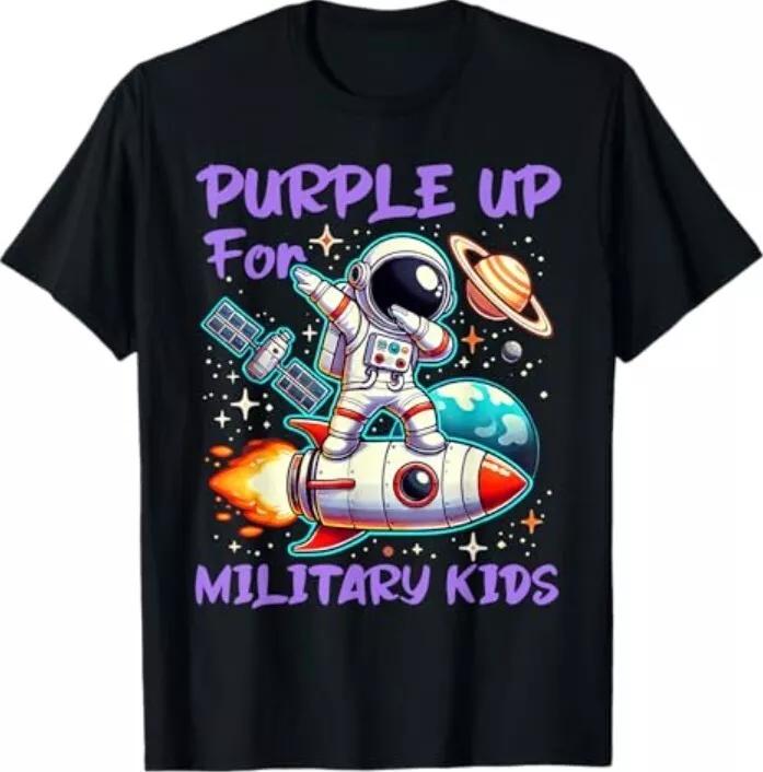 Purple Up for Military Kids Military Child Month Astronaut T-Shirt L