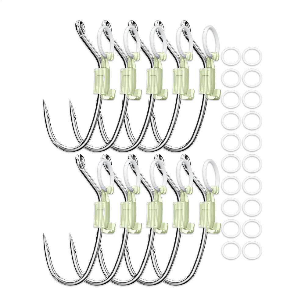 

10Pcs Hooks Fishs Tool Luminous Live Shrimp Lures Hooks Tied Good Strong High Strength Sea Fishing Hooks Fishing Accessories