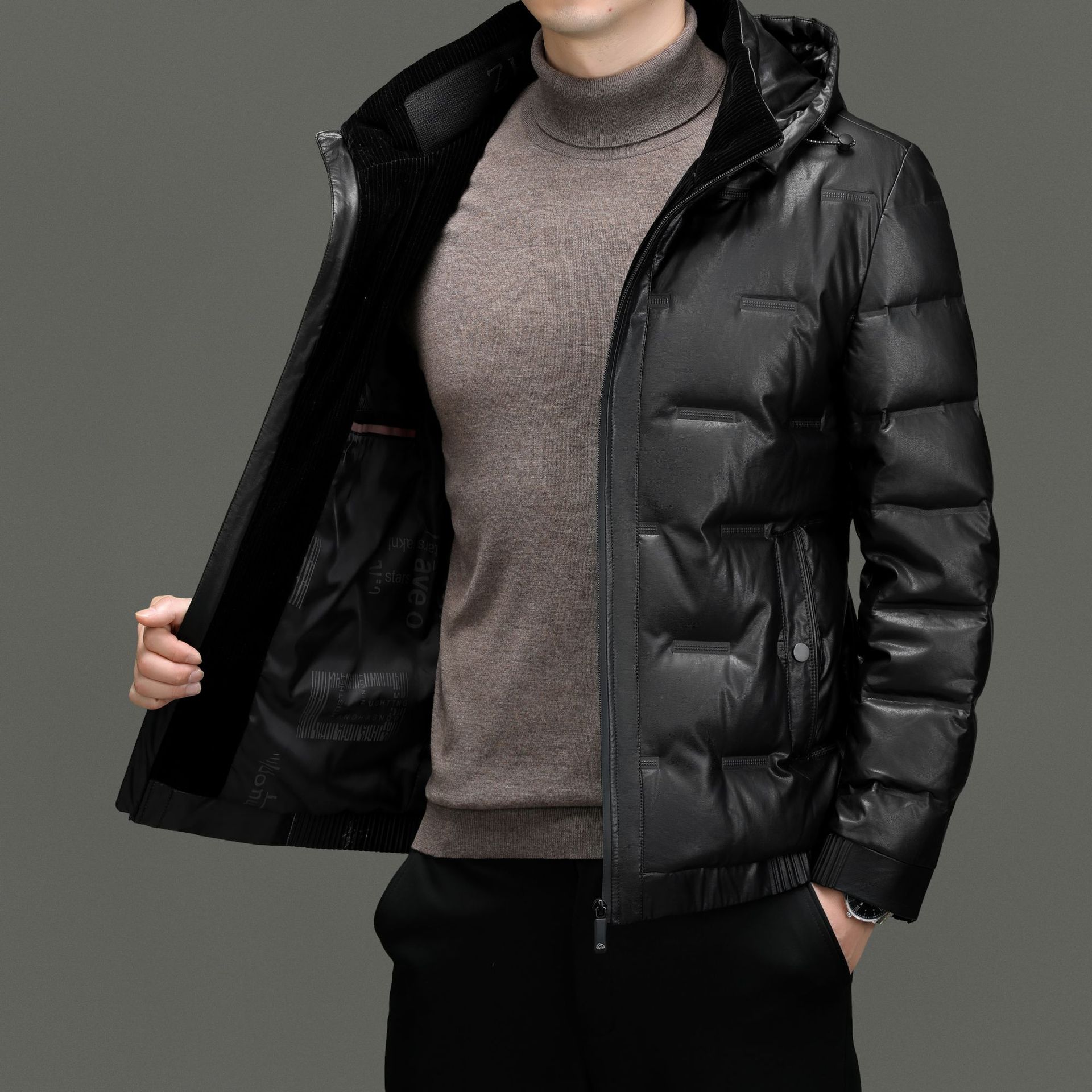 Зимняя куртка из натуральной кожи — фото 3