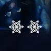 Round Cut 925 Sterling Silver Moissanite Stud Earrings Snowflakes Shape Earring