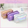Contemporary Laser Pu Toiletry Kit Portable Colorful Square Big Capacity Handheld Makeup Case
