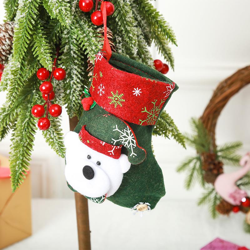 Christmas Gift Bag, Christmas Tree Decoration Pendant, Santa Claus Retro Socks, Christmas Cartoon Small Size Sock Ornaments