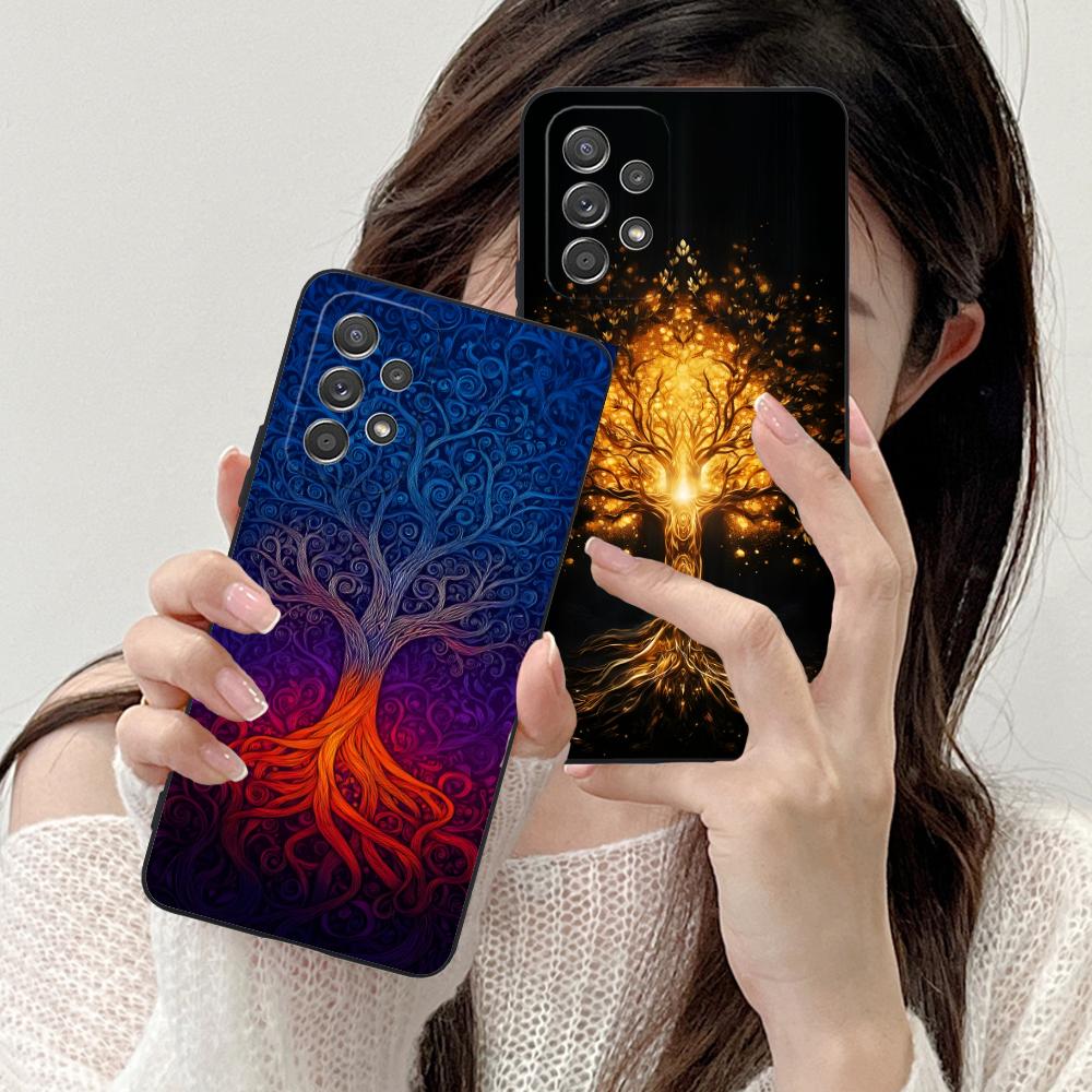World Life Tree Mobile Phone Case for Samsung Galaxy M55 54 42 35 34 33 32 23 22 15 14 13 12 F55 5G Colorful Cover Cover Pretty