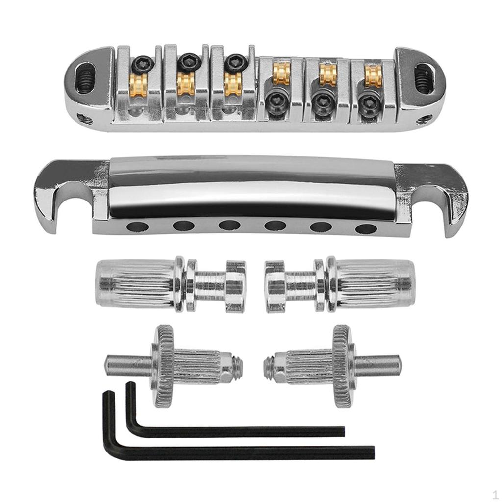 Guitar Replacement Parts Set ,Locking Bridge, Bridge Tailpiece, Durable, Roller Saddle Kits