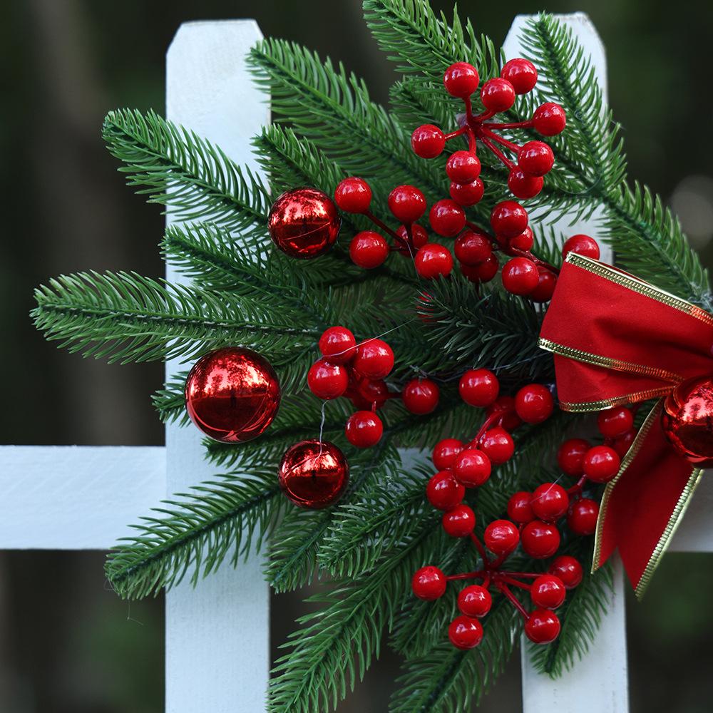 Festive Christmas Pine & Berry Door Hanging with Gold Bow
