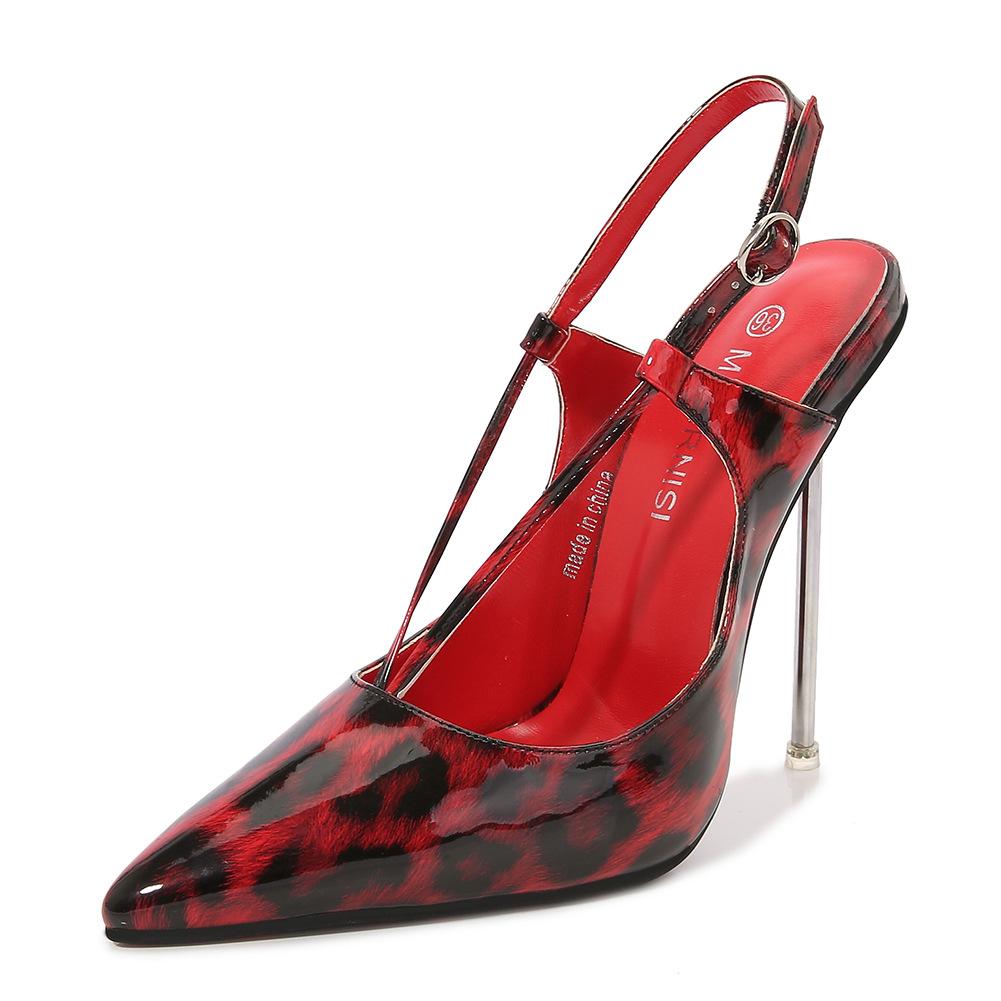 Women 13cm OL PUmps Sexy Pointed Leopard Print Rear Size High Heels Metal Stiletto WZ