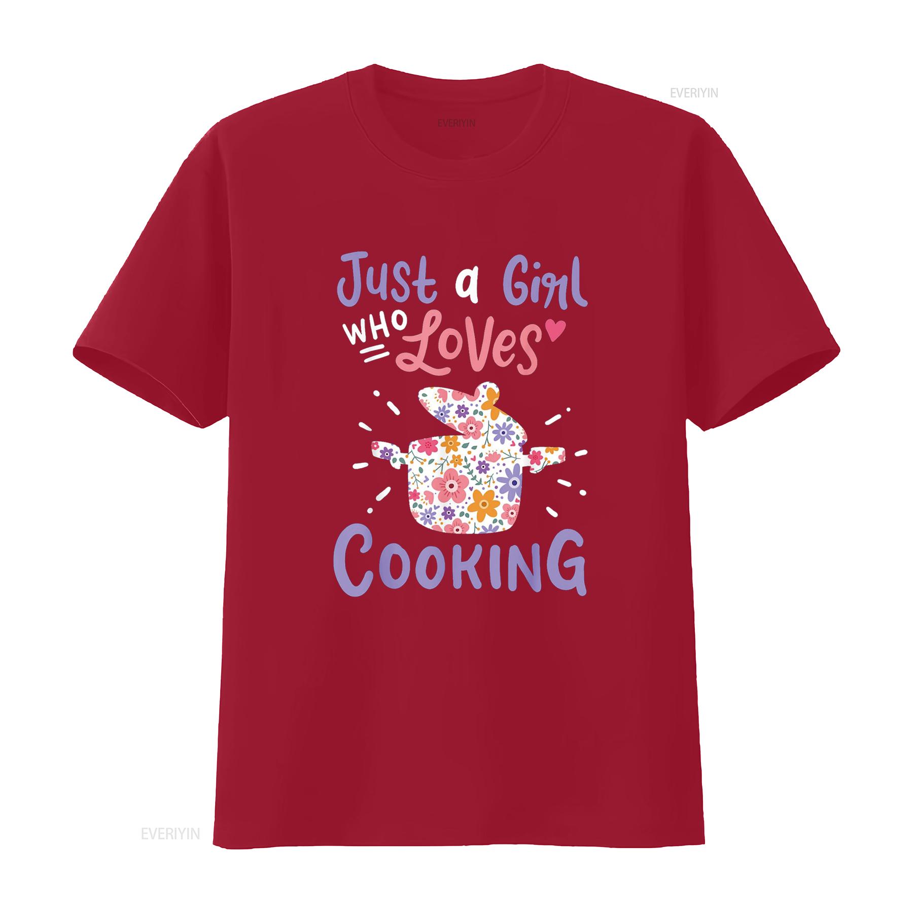 Футболка для готовки Just A Girl Who Loves for Chef Cooks винтажная стираная унисекс с легким принтом удобная стильная S