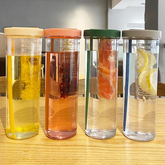 700ml Straw Cup with Foldable Straw Built-in Filter Tea Bin Easy to Clean