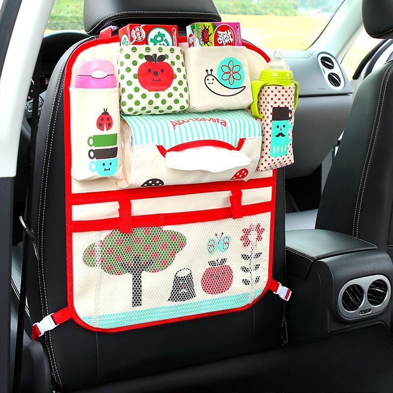 Animation Backseat Car Organizer Mats Back Seat Organizers Storage Bag Tissue Holder For Kids Car Seat Travel Road Trip Essentials