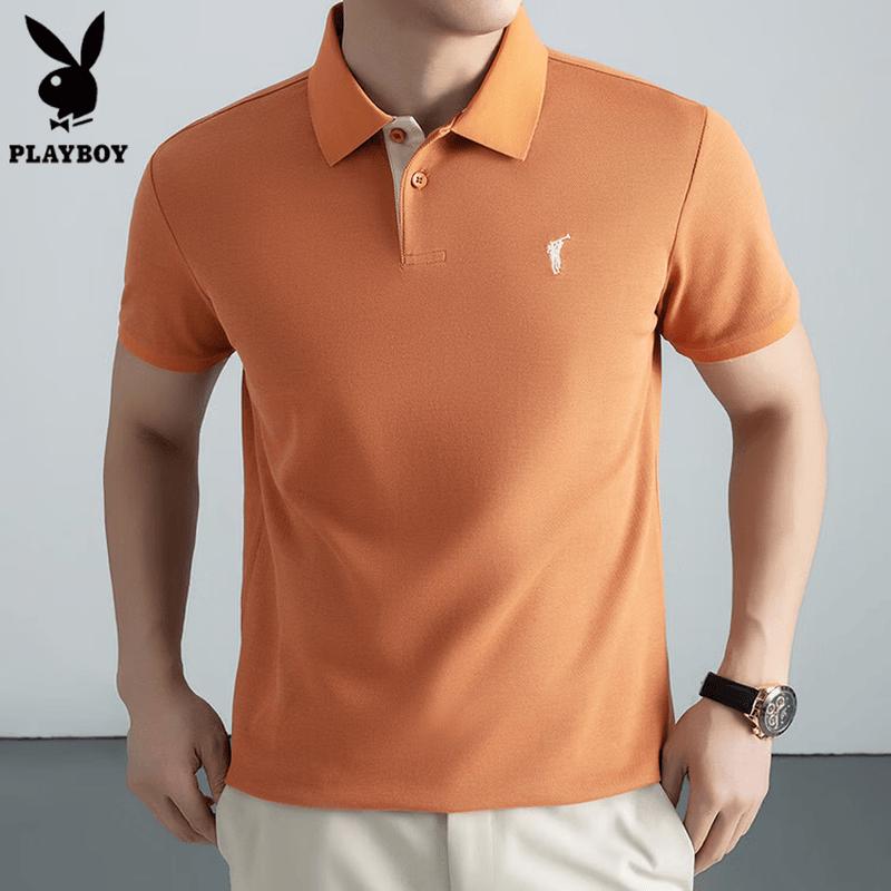 PLAYBOY Men s Summer Silk Blend Quick-Dry Embroidered Polo Shirt 58