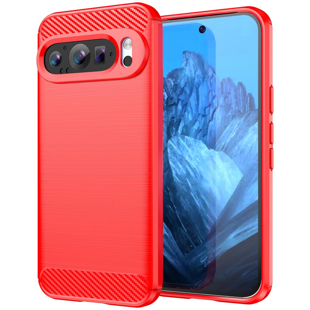 For Google Pixel 9/Pixel 9 Pro Case Brushed TPU Phone Cover Carbon Fiber Texture