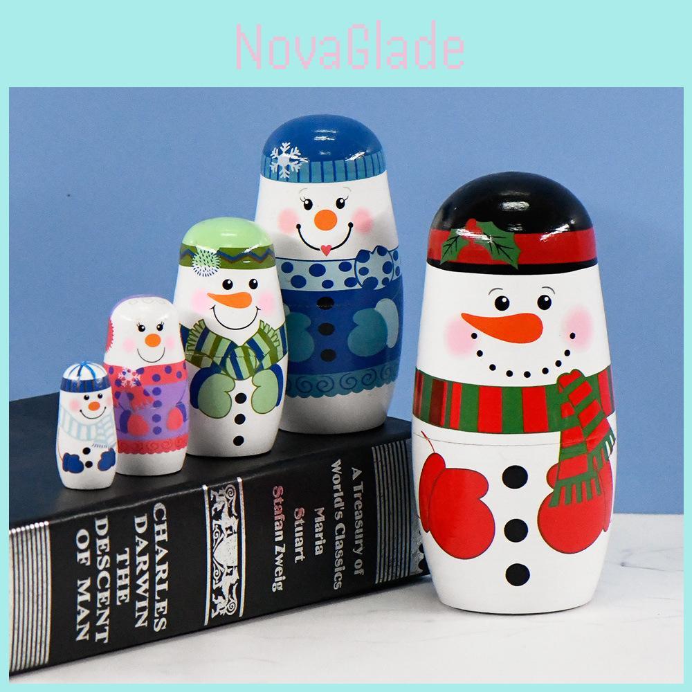 Charming Russian Wooden Matryoshka Doll Set Five Layers Perfect For Home Decor Gifts