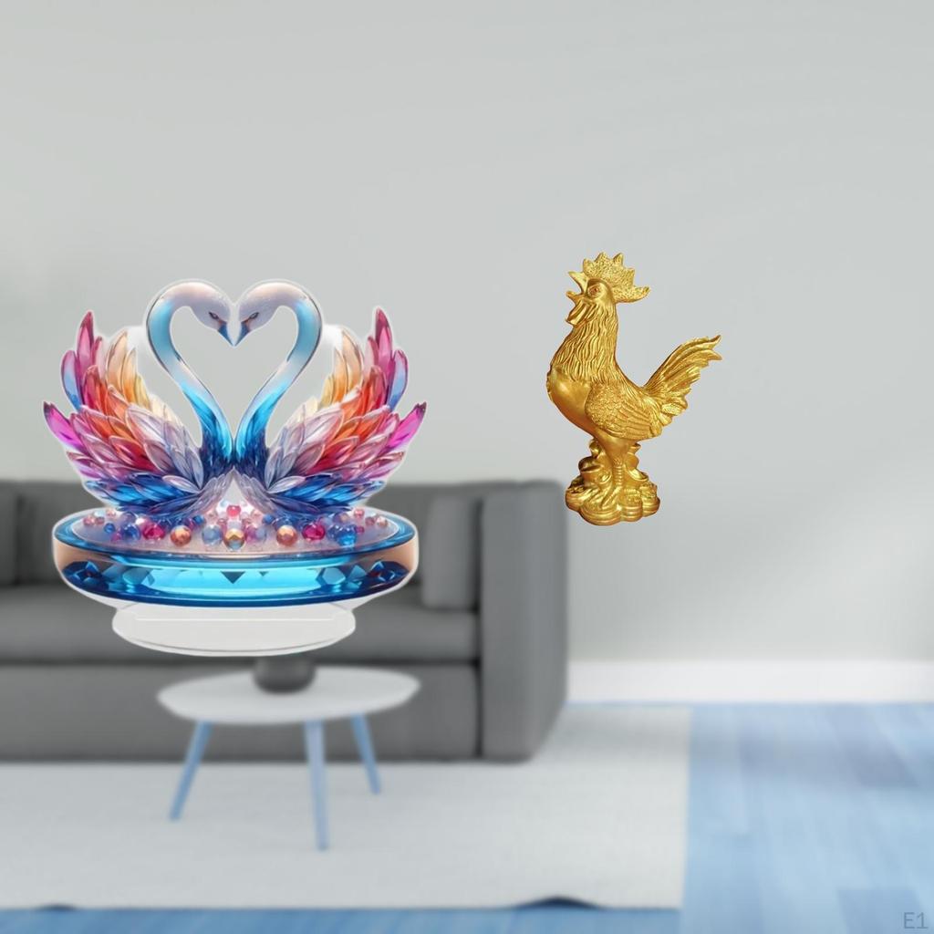 Acrylic Swan Sculpture Tabletop Centerpiece Flat Cabinet Bookshelf Office Home Decor Chicken Statue