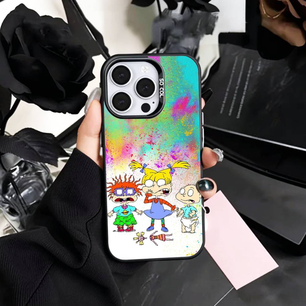 

R-Rugrat C-Chuckie Angelica Phone Case For iPhone17,16,15,14,13,12,11 Plus,Pro Max Colored Silver Plated Inside Cover iPhone15promax